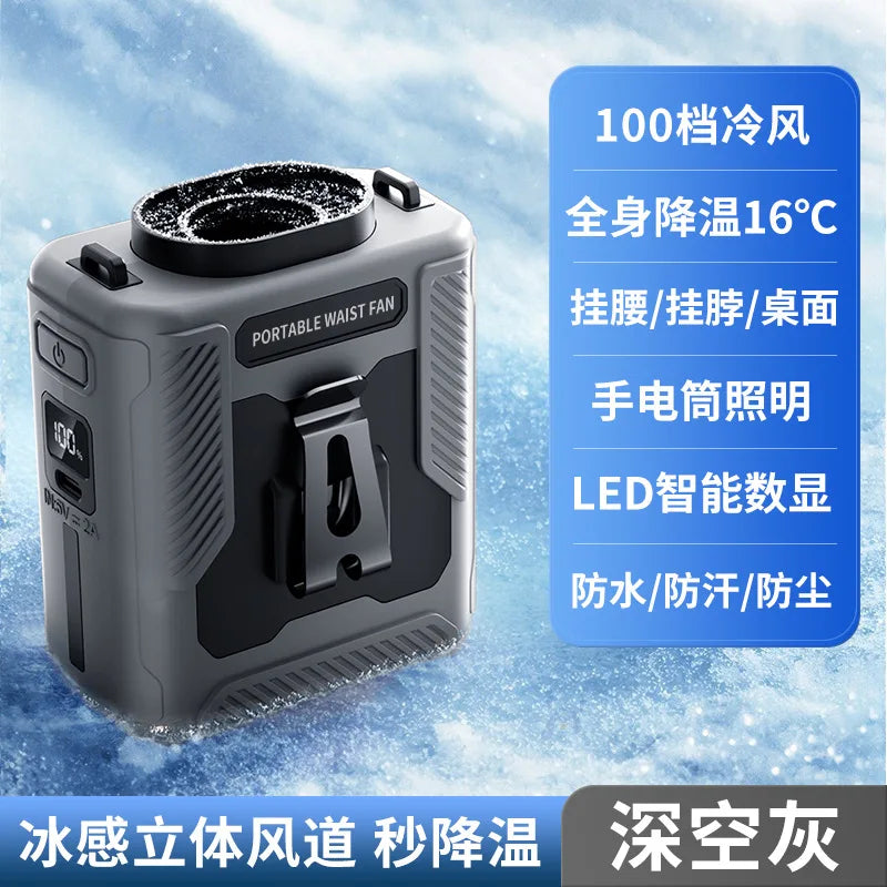 Portable Waist Fan Hanging Neck Fan 5 Speed Strong Wind with LED Lighting for Sports Courier Outdoor Working 10000/20000mAh
