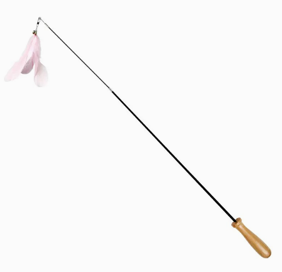 2 & 3 section Retractable Wooden Cat Feather Wand - Telescopic Carbon Fiber Teaser Toy