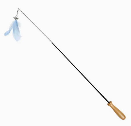 2 & 3 section Retractable Wooden Cat Feather Wand - Telescopic Carbon Fiber Teaser Toy