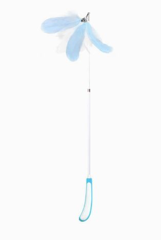 Retractable Feather Cat Wand Toy, 2-Section & 3-Section Telescopic Cat Teaser Rod with Natural Feathers for Indoor Cats & Kittens