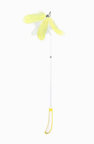 Retractable Feather Cat Wand Toy, 2-Section & 3-Section Telescopic Cat Teaser Rod with Natural Feathers for Indoor Cats & Kittens