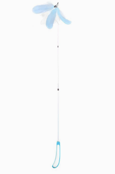 Retractable Feather Cat Wand Toy, 2-Section & 3-Section Telescopic Cat Teaser Rod with Natural Feathers for Indoor Cats & Kittens