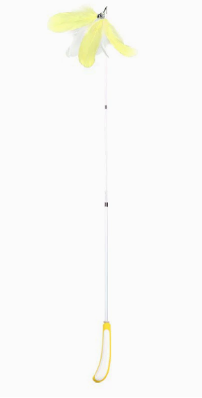 Retractable Feather Cat Wand Toy, 2-Section & 3-Section Telescopic Cat Teaser Rod with Natural Feathers for Indoor Cats & Kittens