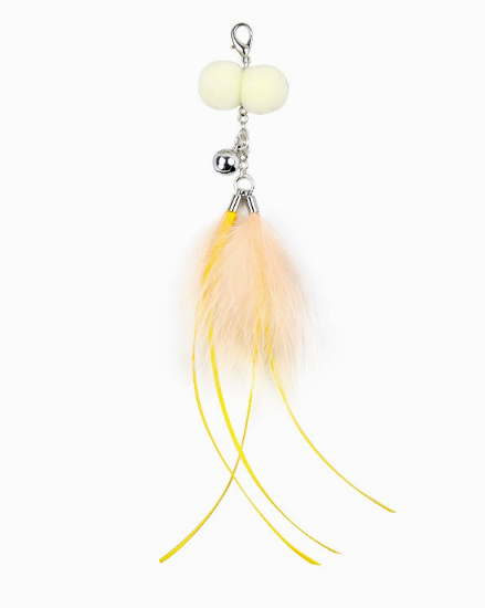 Crystal Acrylic Cat Wand Toy with Jingle Bell and Pom-Poms