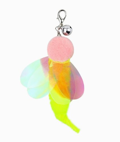 Crystal Acrylic Cat Wand Toy with Jingle Bell and Pom-Poms