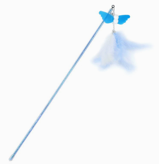 Glitter Cat Wand Toy with Butterfly Attachment and Soft Feathers