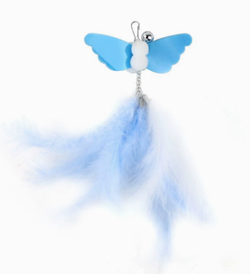 Glitter Cat Wand Toy with Butterfly Attachment and Soft Feathers