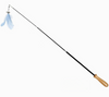 2 & 3 section Retractable Wooden Cat Feather Wand - Telescopic Carbon Fiber Teaser Toy