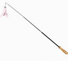 2 & 3 section Retractable Wooden Cat Feather Wand - Telescopic Carbon Fiber Teaser Toy