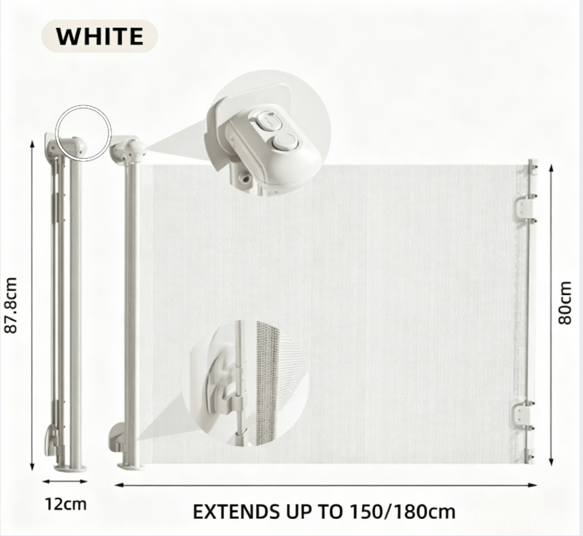 Retractable Mesh Baby Gate for Stairs and Doorways, Extra Wide Pet Safety Gate