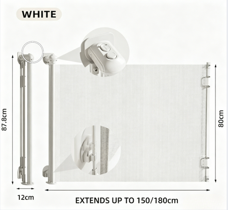 Retractable Mesh Baby Gate for Stairs and Doorways, Extra Wide Pet Safety Gate