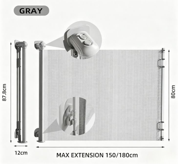 Retractable Mesh Baby Gate for Stairs and Doorways, Extra Wide Pet Safety Gate