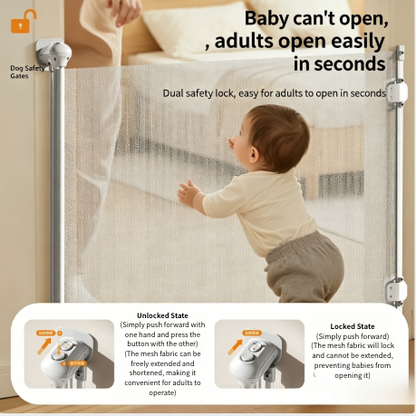 Retractable Mesh Baby Gate for Stairs and Doorways, Extra Wide Pet Safety Gate
