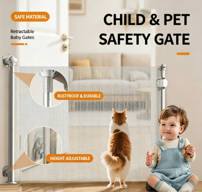 Retractable Mesh Baby Gate for Stairs and Doorways, Extra Wide Pet Safety Gate
