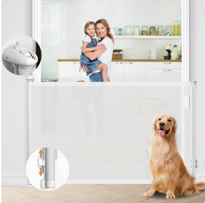 Retractable Mesh Baby Gate for Stairs and Doorways, Extra Wide Pet Safety Gate
