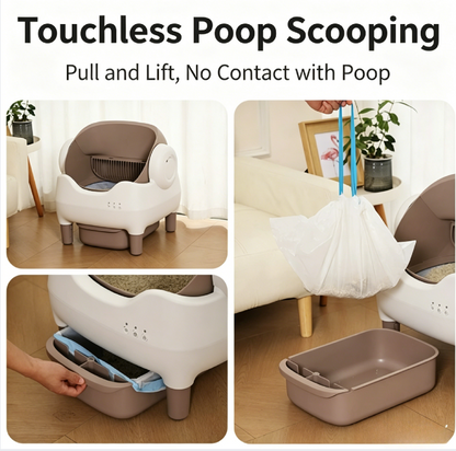 Automatic Self-Cleaning Cat Litter Box, Open-Top Smart Cat Litter Robot with Waste Drawer
