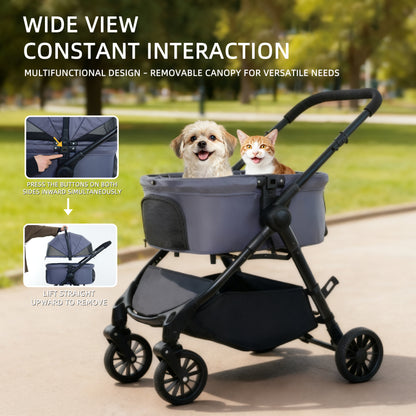 3-in-1 Luxury Detachable Pet Stroller - Versatile Travel System for Dogs & Cats
