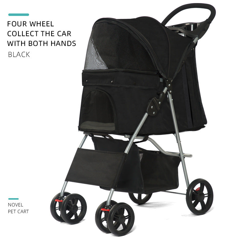 One-Click Foldable 4-Wheel Pet Stroller