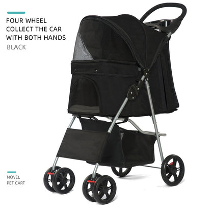 One-Click Foldable 4-Wheel Pet Stroller