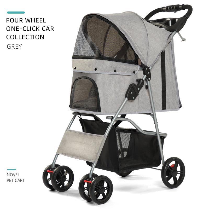 One-Click Foldable 4-Wheel Pet Stroller