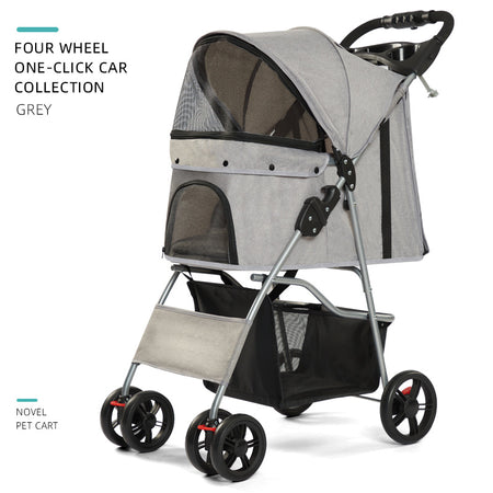 One-Click Foldable 4-Wheel Pet Stroller