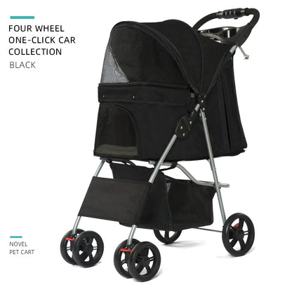 One-Click Foldable 4-Wheel Pet Stroller