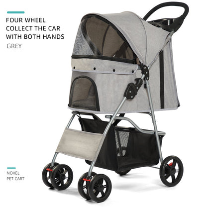 One-Click Foldable 4-Wheel Pet Stroller