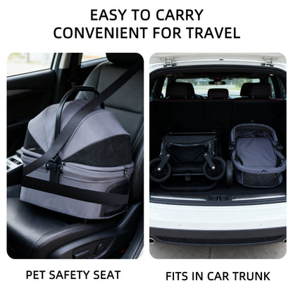 3-in-1 Luxury Detachable Pet Stroller - Versatile Travel System for Dogs & Cats