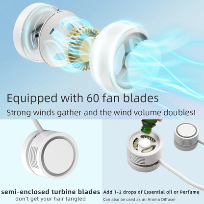 Fan Long Battery Lif New Mini Neck Portable No Bladeless Hanging Neck Rechargeable Air Cooler 3 Speed Mini Summer Sport Fan