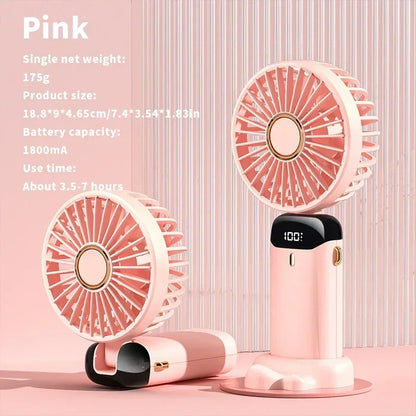 NEW Foldable Handheld Portable Fan Mini Foldable HandFan with USB Rechargeable Battery Desk Outdoor Neck Hanging 5 Speed Fan ﻿