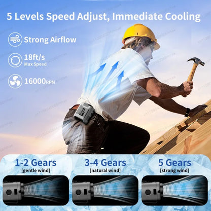 Portable Waist Fan Hanging Neck Fan 5 Speed Strong Wind with LED Lighting for Sports Courier Outdoor Working 10000/20000mAh