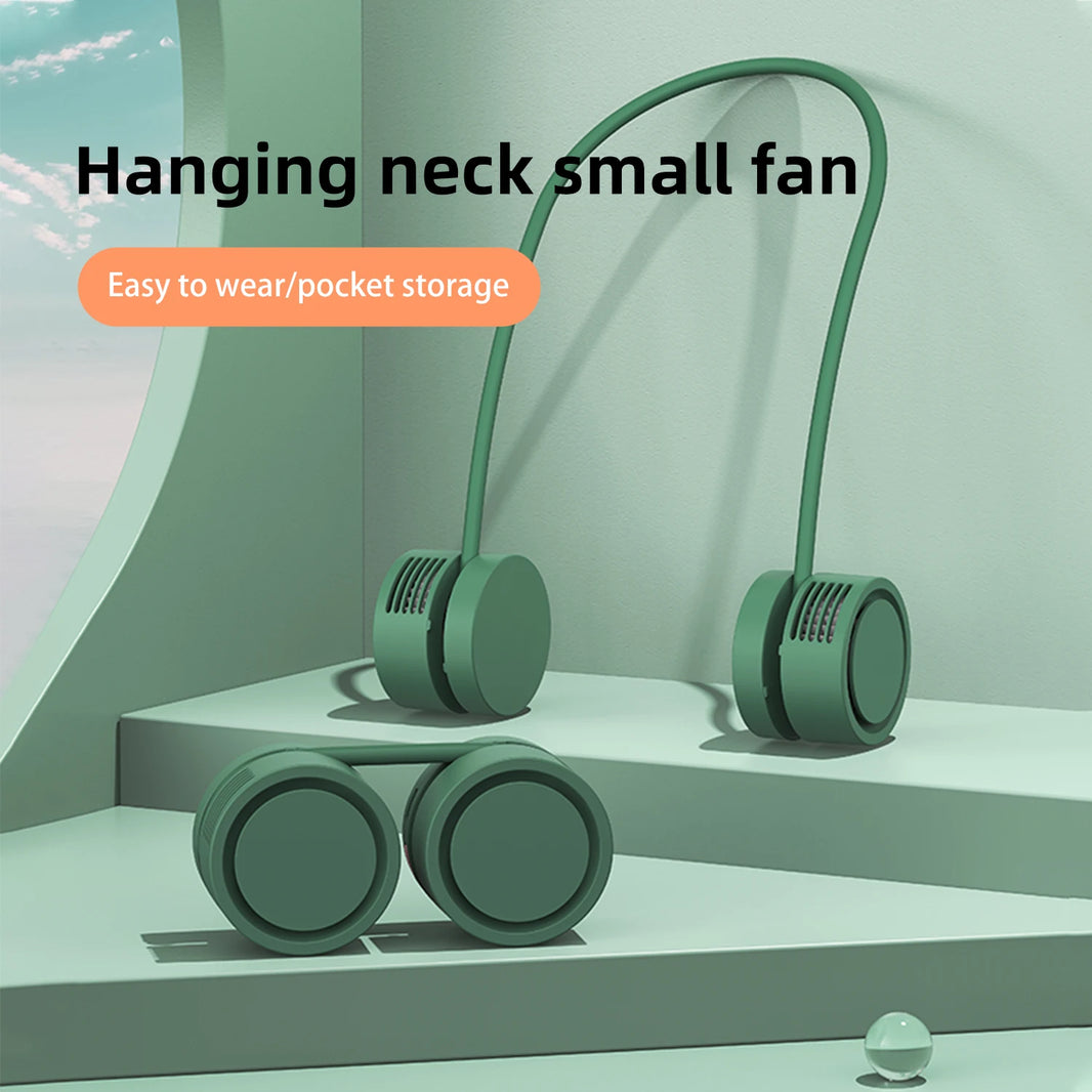 Fan Long Battery Lif New Mini Neck Portable No Bladeless Hanging Neck Rechargeable Air Cooler 3 Speed Mini Summer Sport Fan