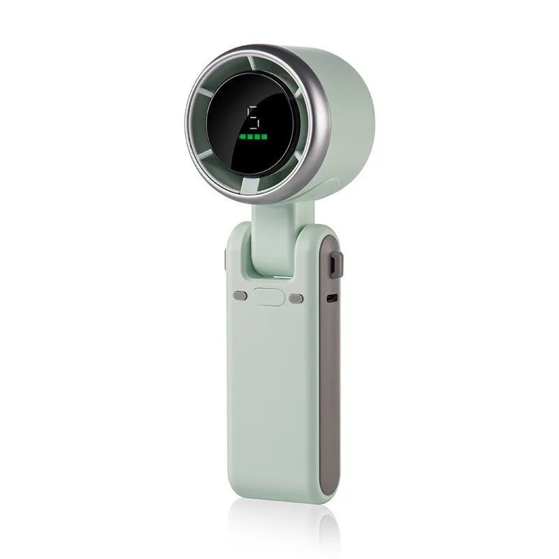 Handheld Mini Fan 5 Speed Foldable Mini Fan Portable Desk Outdoor Neck Hanging USB Rechargeable Fan Phone Stand Display Screen