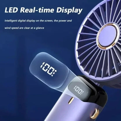 NEW Foldable Handheld Portable Fan Mini Foldable HandFan with USB Rechargeable Battery Desk Outdoor Neck Hanging 5 Speed Fan ﻿