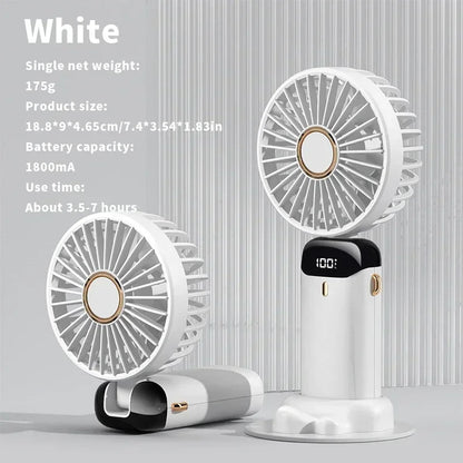 NEW Foldable Handheld Portable Fan Mini Foldable HandFan with USB Rechargeable Battery Desk Outdoor Neck Hanging 5 Speed Fan ﻿
