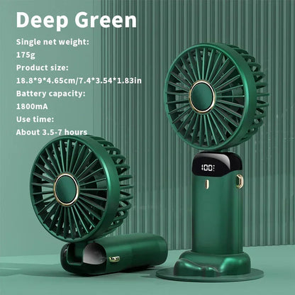 NEW Foldable Handheld Portable Fan Mini Foldable HandFan with USB Rechargeable Battery Desk Outdoor Neck Hanging 5 Speed Fan ﻿