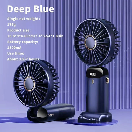 NEW Foldable Handheld Portable Fan Mini Foldable HandFan with USB Rechargeable Battery Desk Outdoor Neck Hanging 5 Speed Fan ﻿