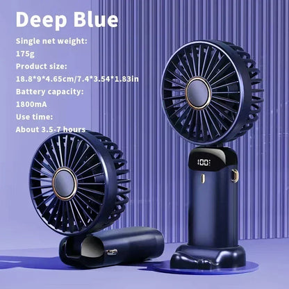 NEW Foldable Handheld Portable Fan Mini Foldable HandFan with USB Rechargeable Battery Desk Outdoor Neck Hanging 5 Speed Fan ﻿