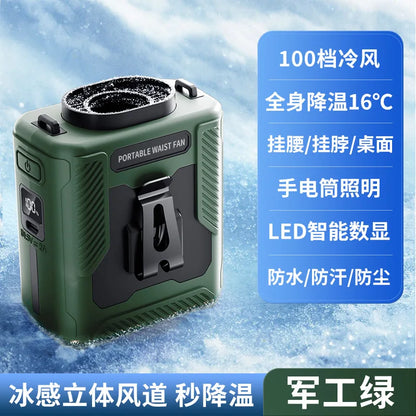Portable Waist Fan Hanging Neck Fan 5 Speed Strong Wind with LED Lighting for Sports Courier Outdoor Working 10000/20000mAh